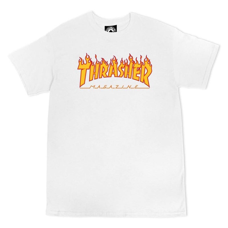 Thrasher Flame Logo T-Shirt White Large - Image 1